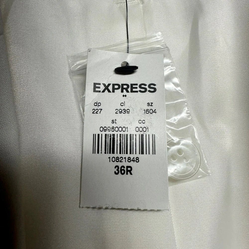 NEW ~ EXPRESS Men’s White Linen Blend Photographer Fitted Suit Jacket ~ Size 36R - Picture 6 of 10